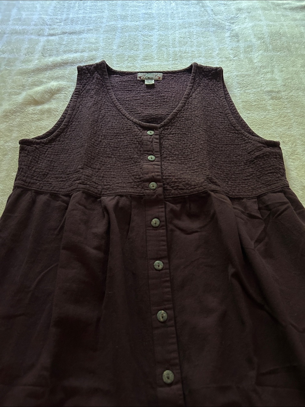 Orvis Women's Plum Sleeveless V-Neck Button-Front Layering Jumper Dress, Size L - Picture 4 of 10